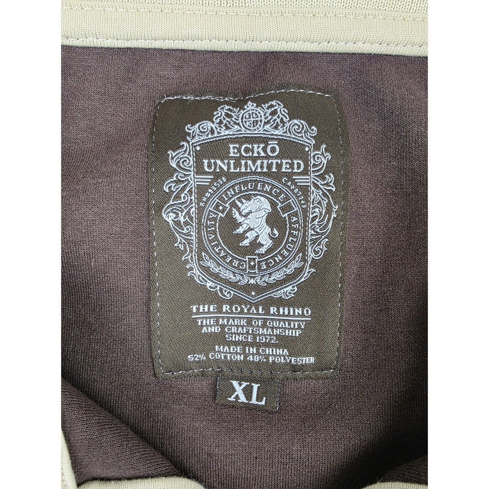 Y2K Ecko Unlimited Men's Jacket Brown Embroidered Rhino Logo Full Zip Up Mens XL - Picture 4 of 7